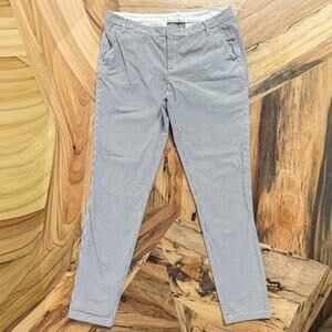 Caslon Nordstrom Chino Ankle Pants Navy/Gray Ivory Railroad Stripe Womens Size 6